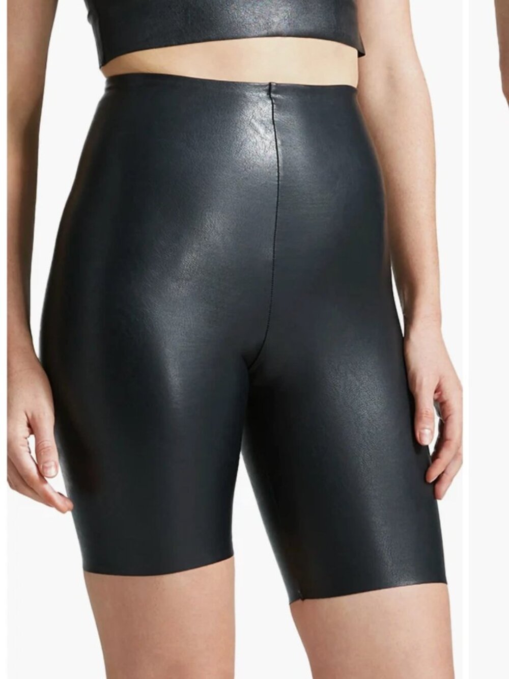Commando Faux Leather Bike Short Black Size Small S